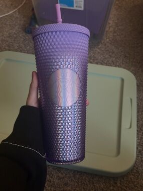 Starbucks Lavender Iridescent Studded Cold Cup with Matching Straw
